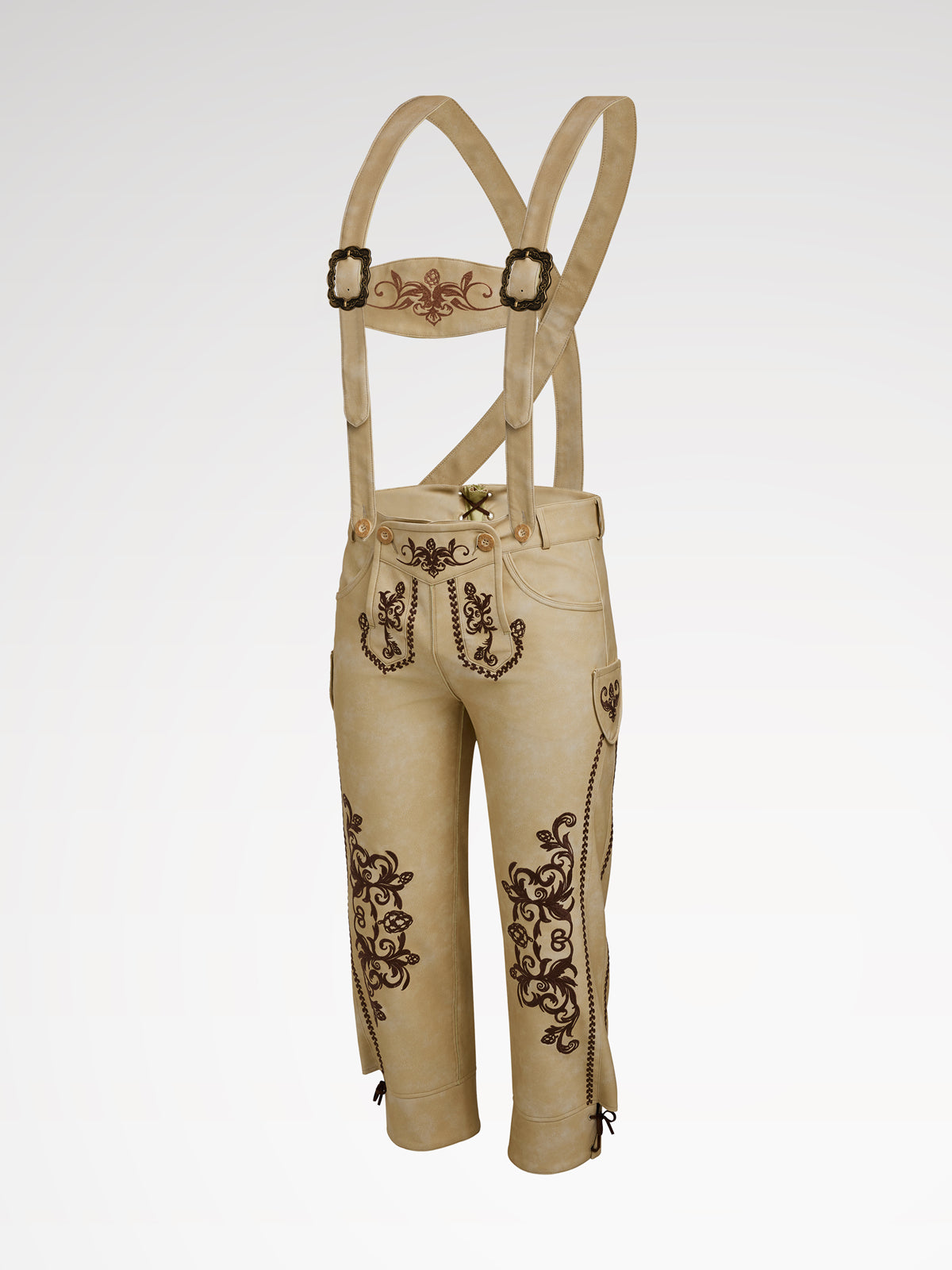 Herren Braun Knöpfen Vorne Lederhosen