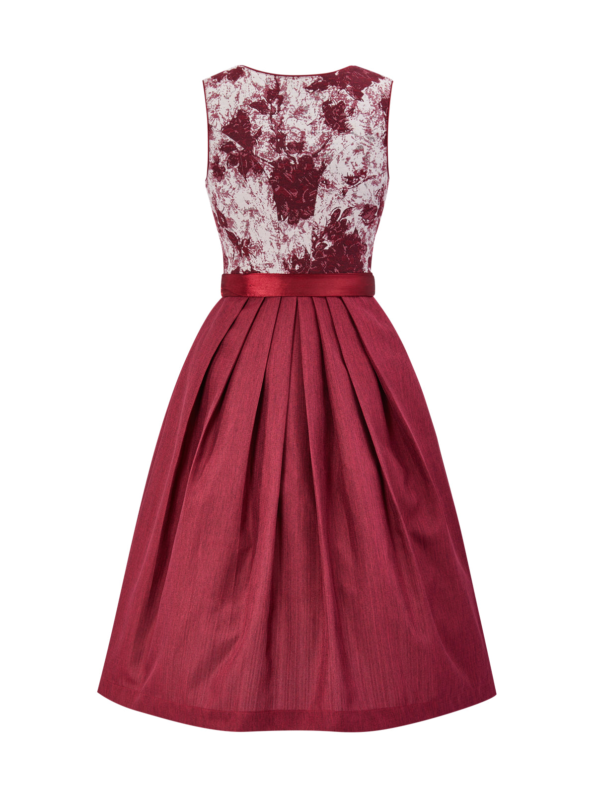 Rot mit Herz-Ausschnitt Allover Muster Dirndl