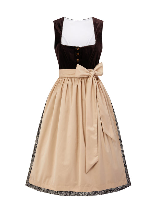 Braun mit Gerader Ausschnitt und Landhausstil Dirndl