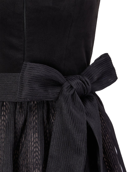 Schwarz mit Gerader Ausschnitt und Opulent Dirndl