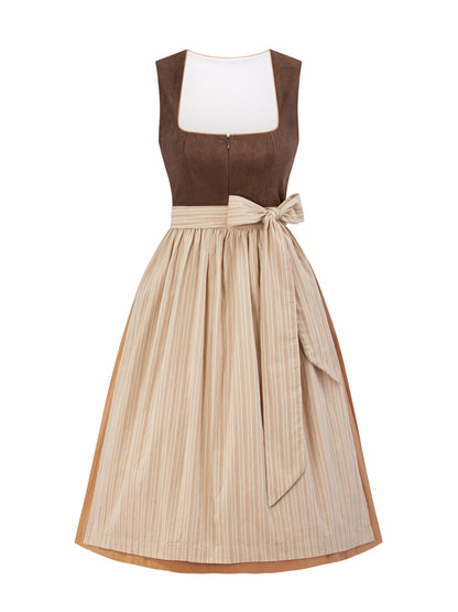 Braun mit Gerader Ausschnittund  Atemberaubend Dirndl