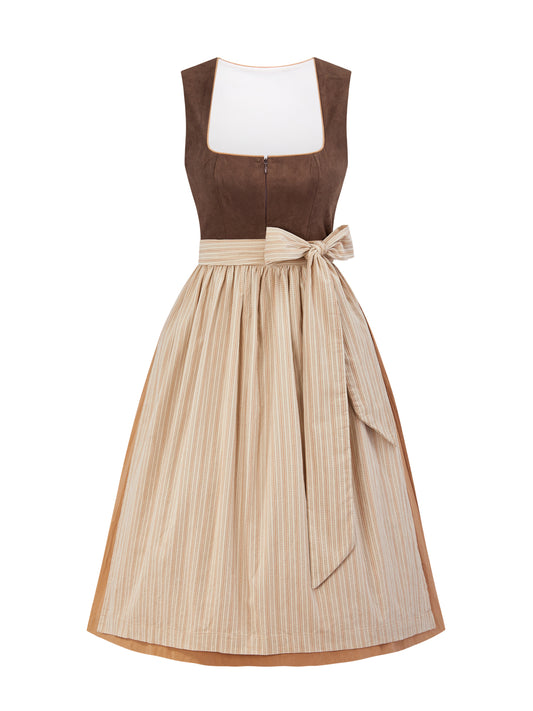 Braun mit Gerader Ausschnittund  Atemberaubend Dirndl